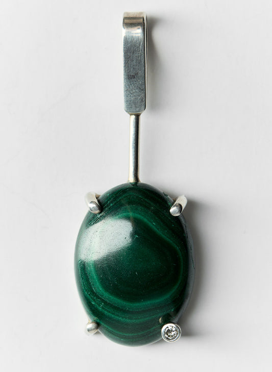 Malachite Pendant, Sterling Silver