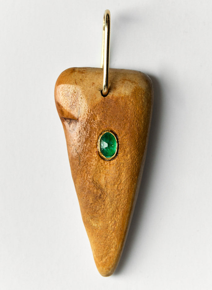 Emerald and Wood Pendant