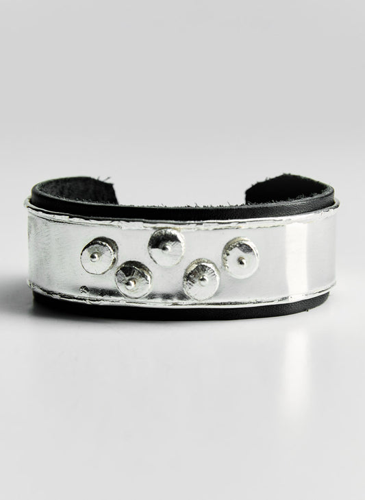 Leather Cuff, Sterling Silver