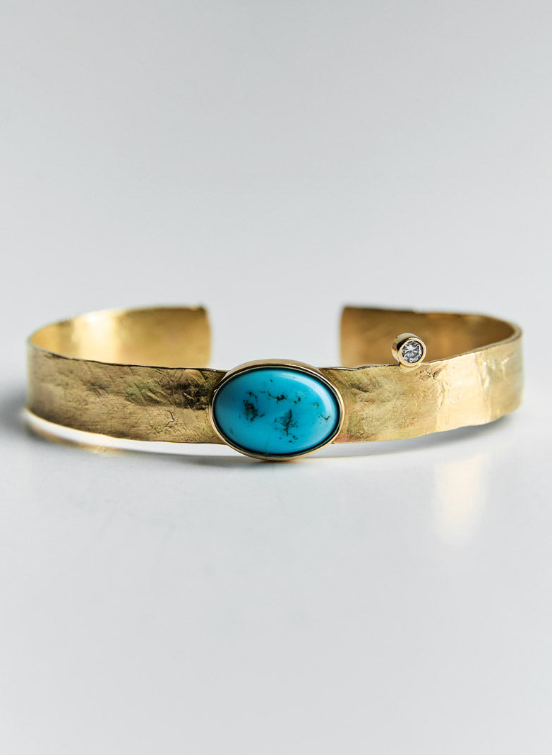 14k Gold and Turquoise Cuff