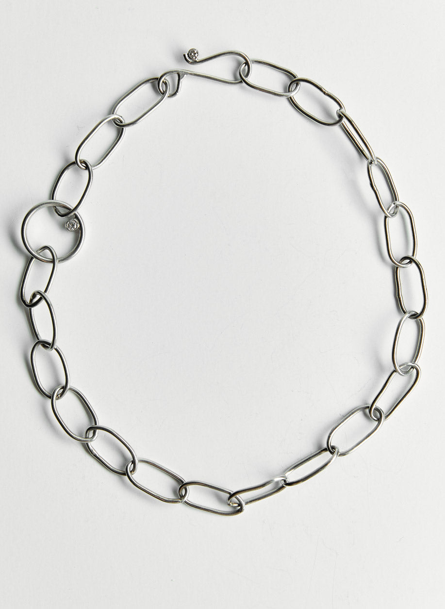 14k White Gold Necklace with Diamonds