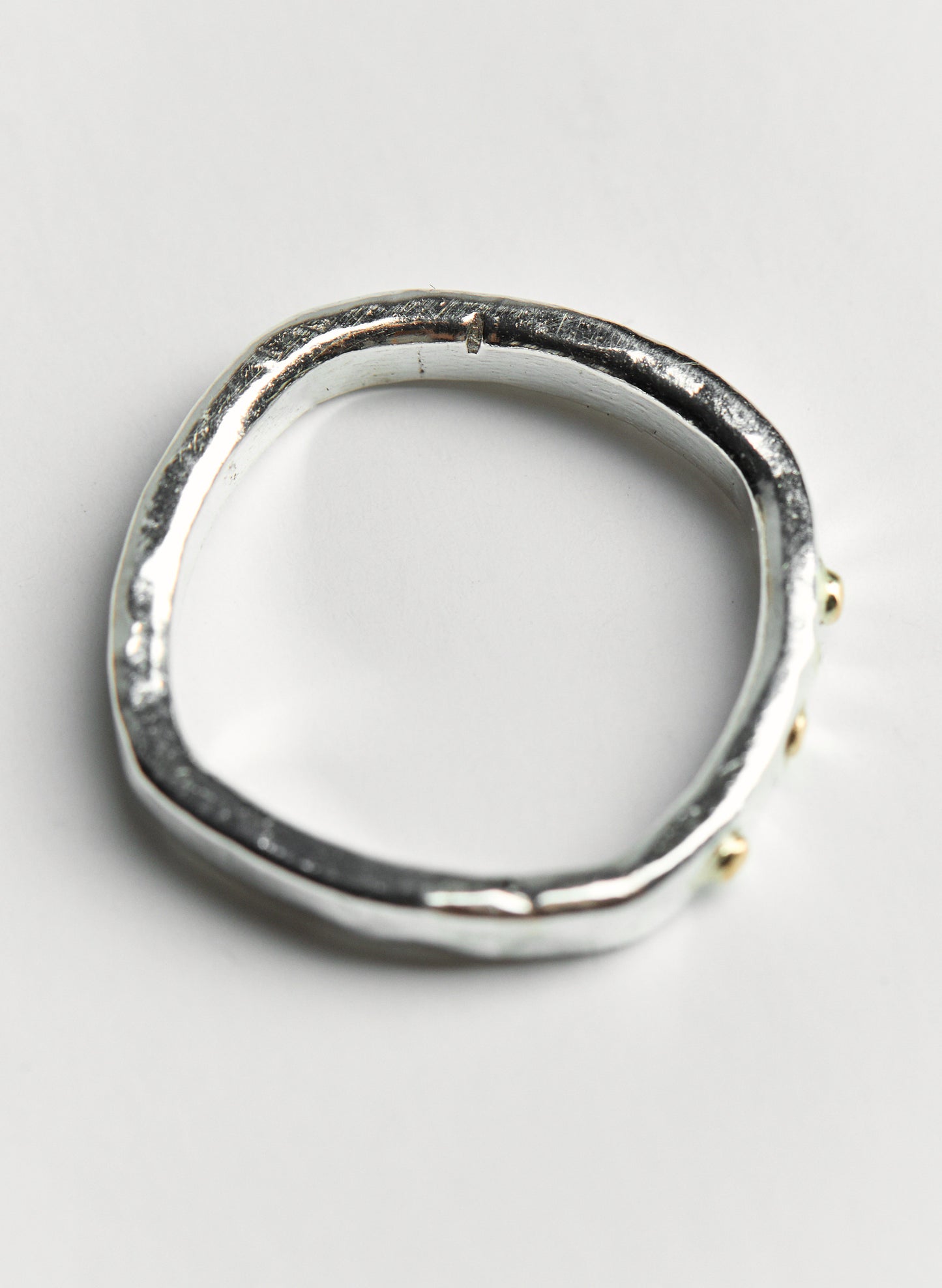 Silver Ring, 14k gold embellishments