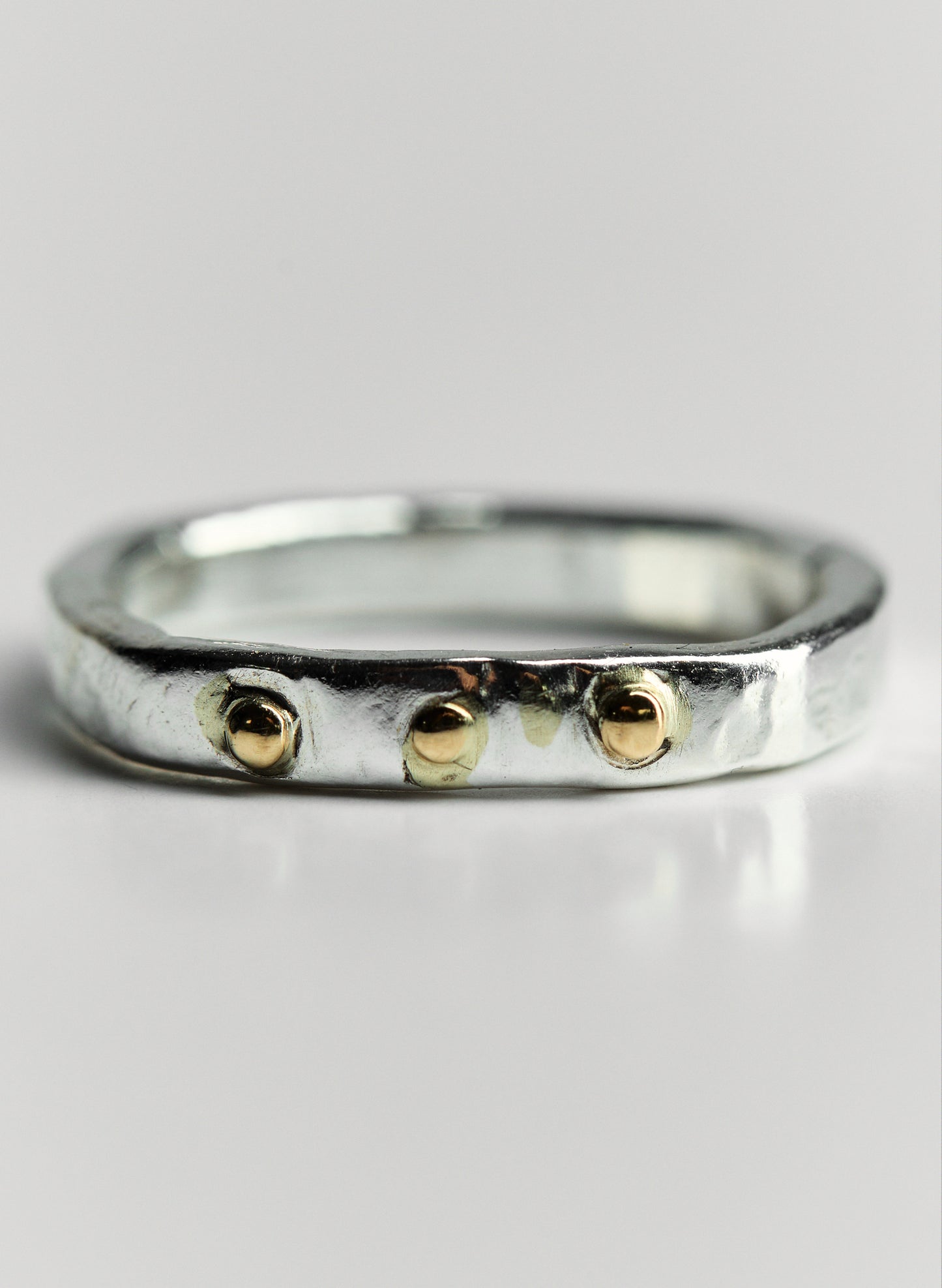 Silver Ring, 14k gold embellishments