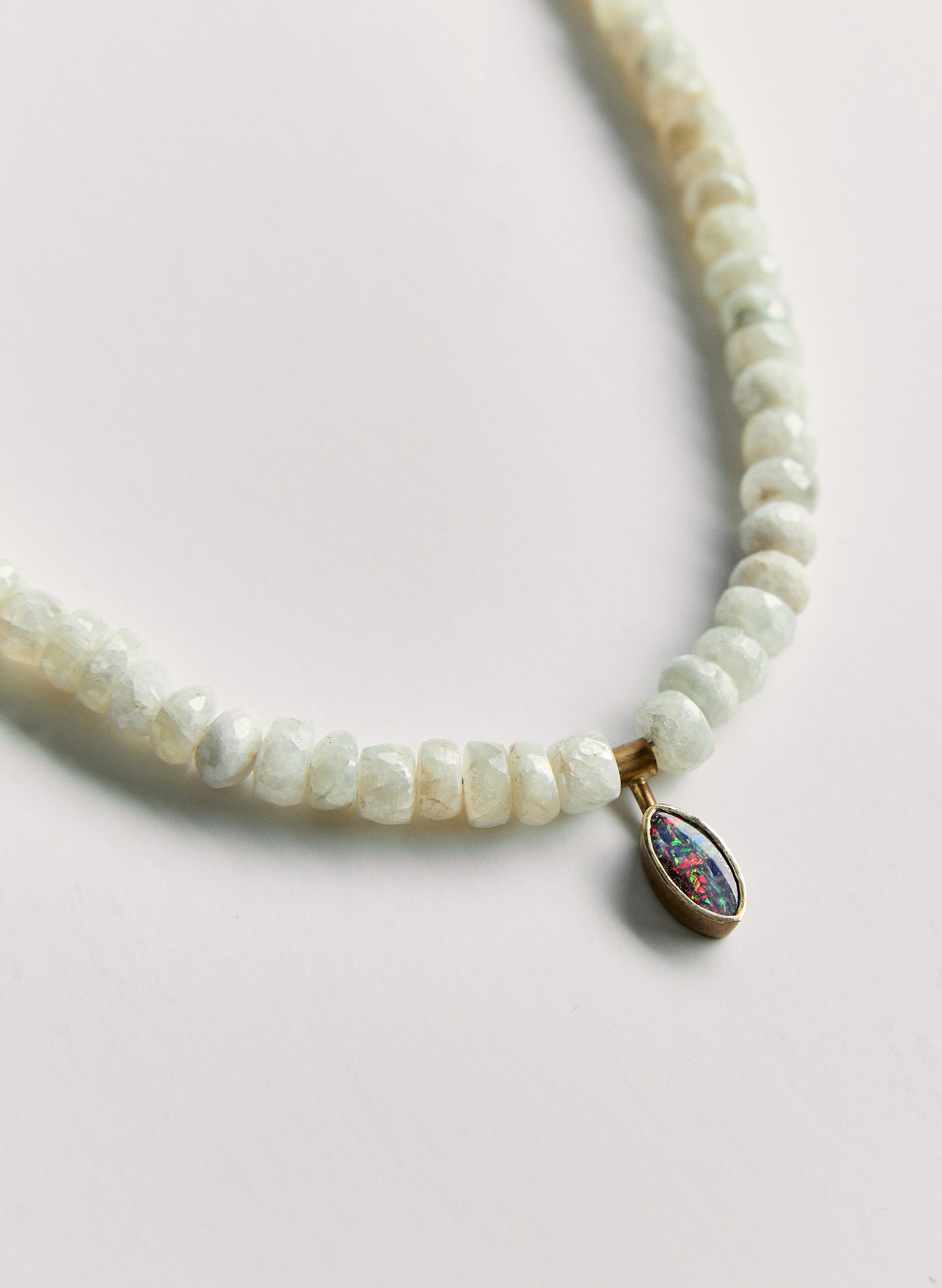 White Sapphire and Opal Pendant Necklace